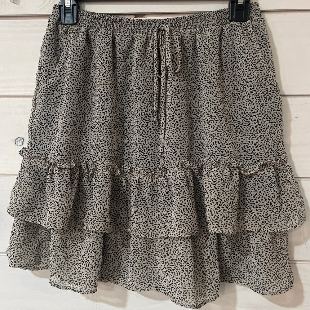 Sienna Sky Y2K Black & White Layered Ruffled Mini Skirt Size M